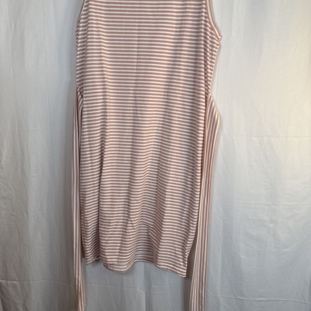 Merokeety Pink Striped Sleeveless Belted Dress Size Medium Preowned - Picture 9 of 12